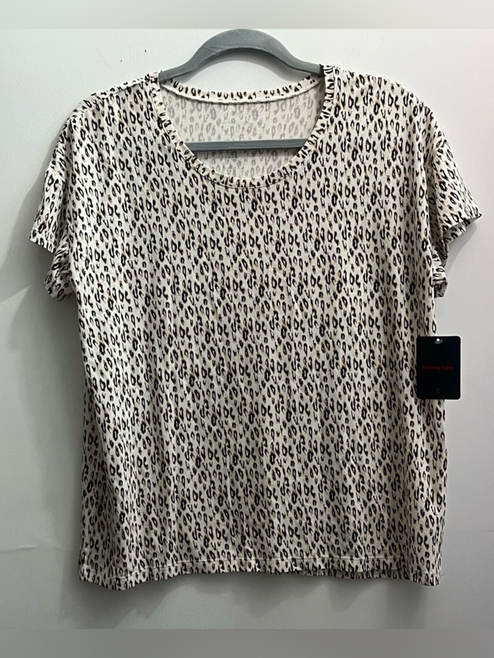 Tommy John Leopard Print Modal Tee NWT Soft Luxe Pajama Top Lounge S